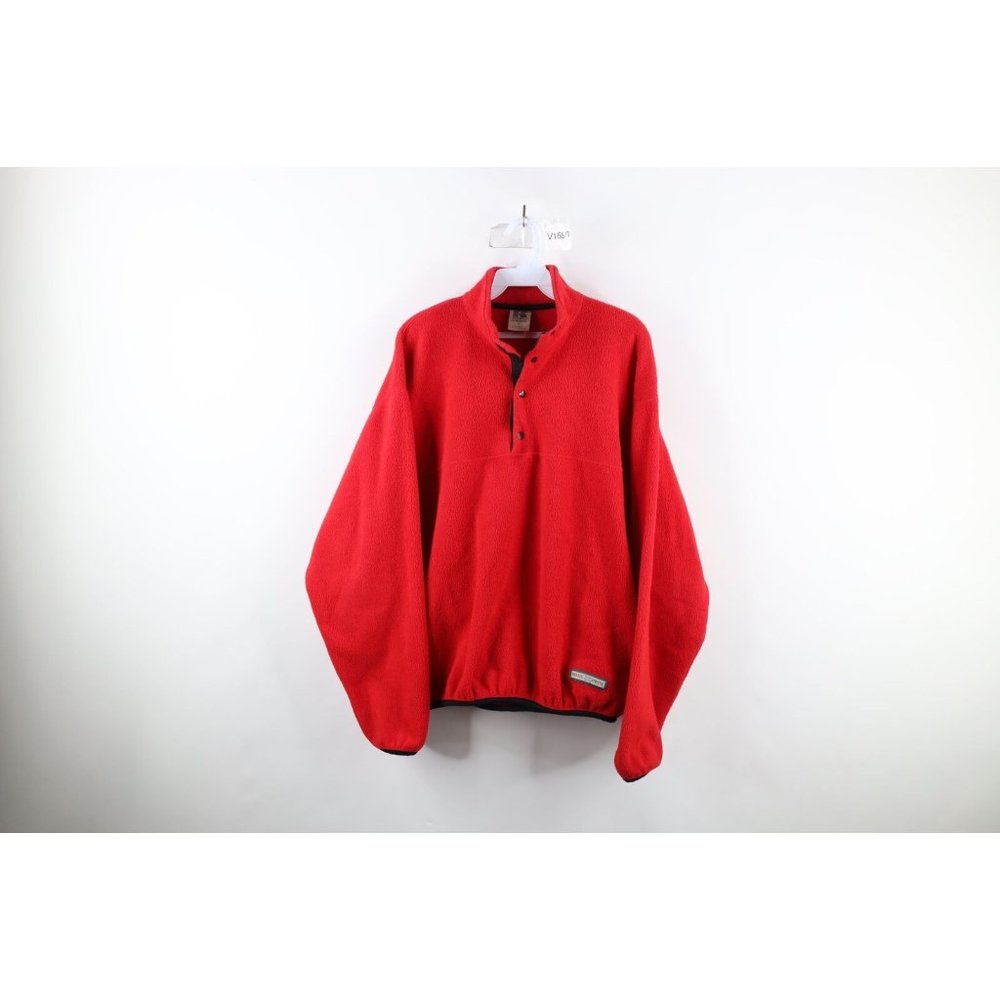 Vtg 90s Russell Athletic Mens L Blank Snap Button Fleece Pullover Sweater USA